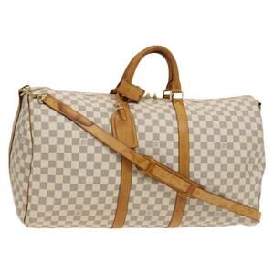 LOUIS VUITTON Damier Azur Keepall Bandouliere 55 Boston Bag N41429
